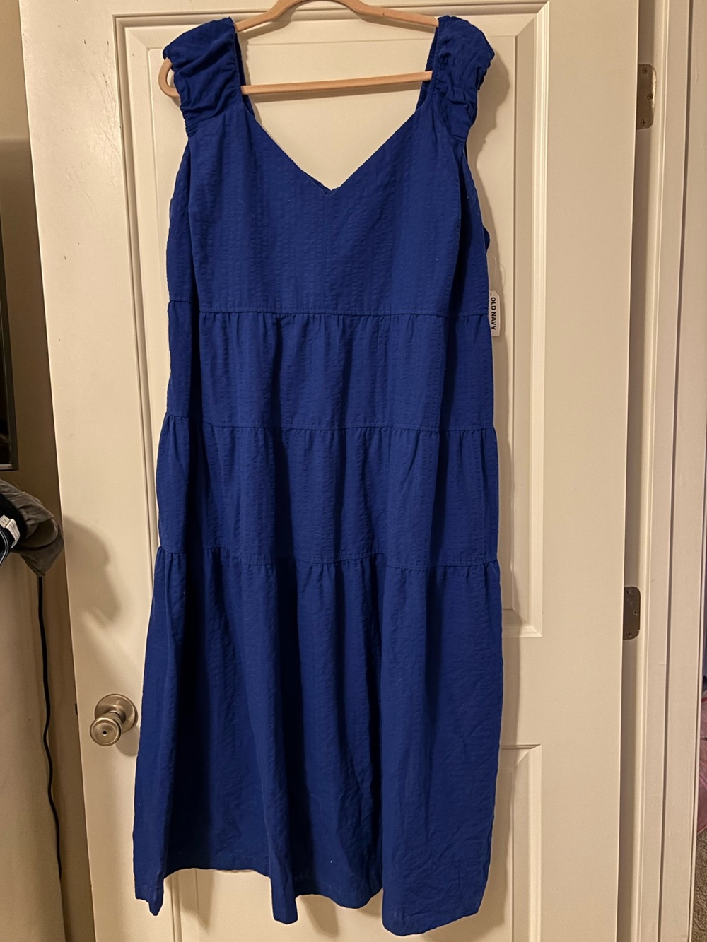 Old Navy Cobalt Blue Tiered V-Neck Midi Dress